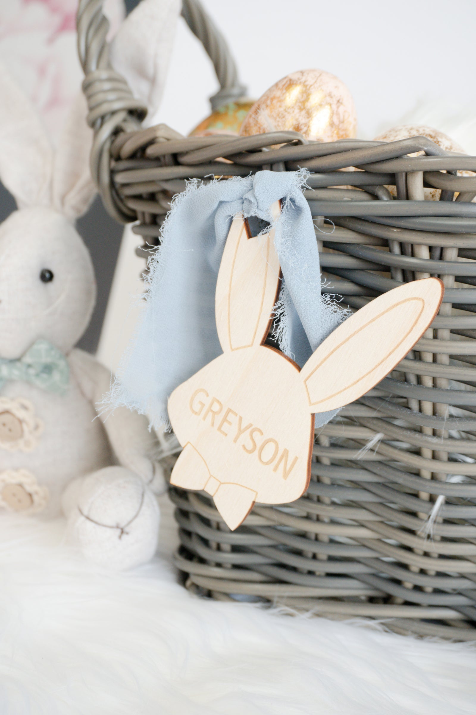 Easter Basket Tag - Bunny with Bowtie