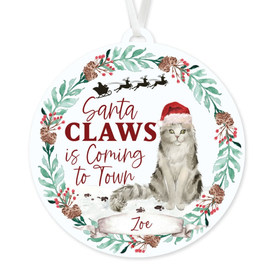 Ragamuffin Cat Ornament - Santa Claws
