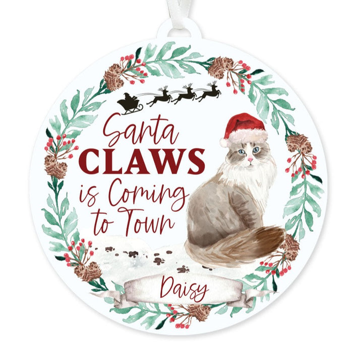 Siberian Cat Ornament - Santa Claws