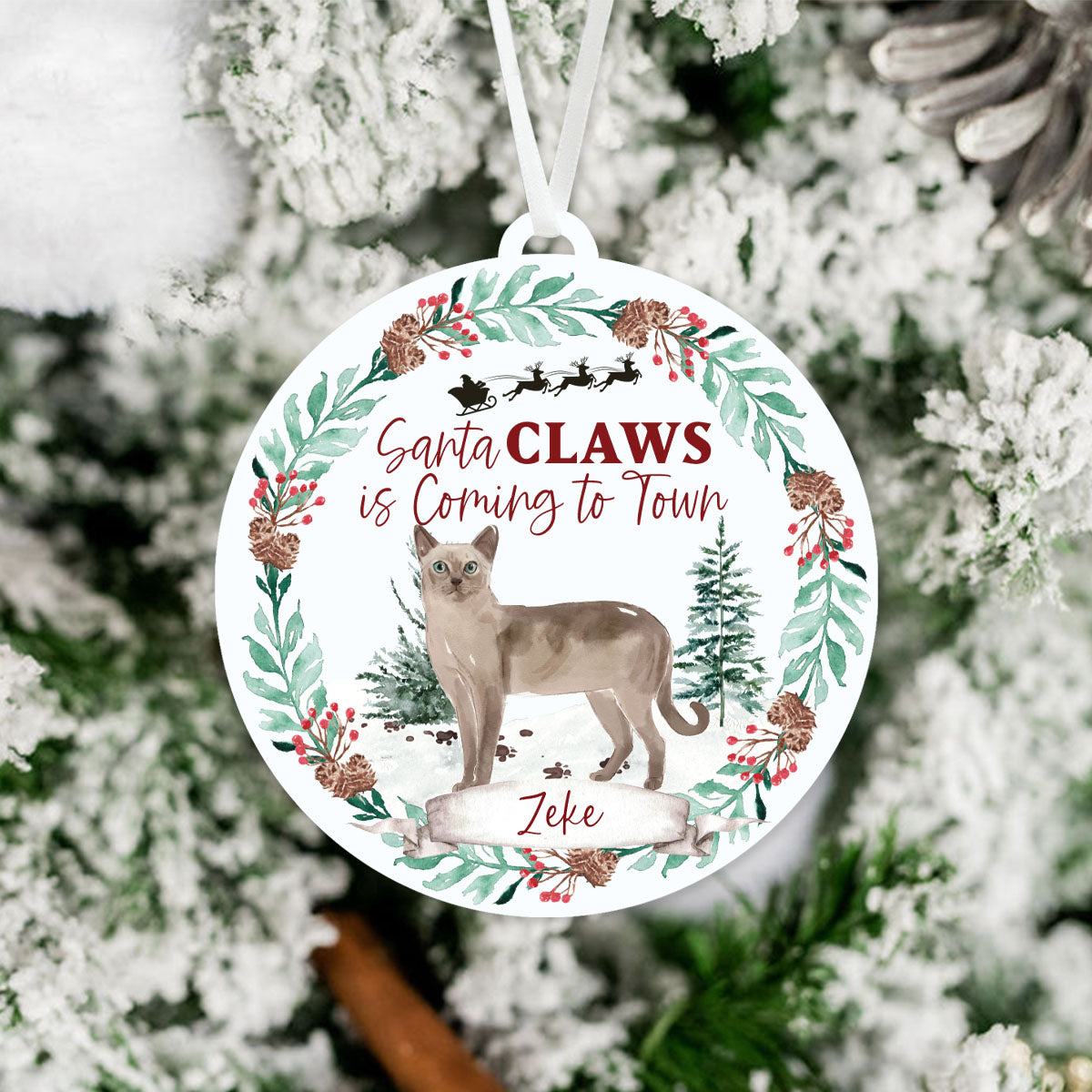 Tonkinese Cat Ornament - Santa Claws