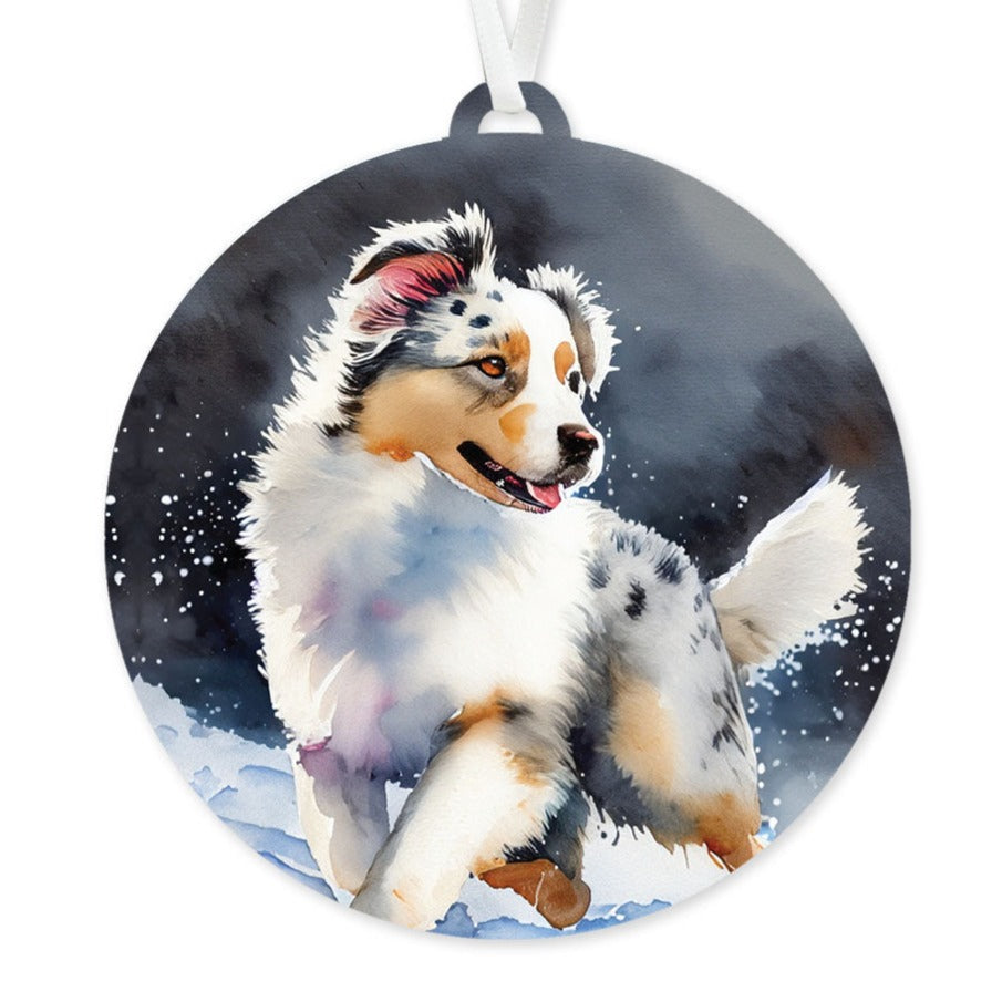 Australian Shepherd in the Snow Ornament