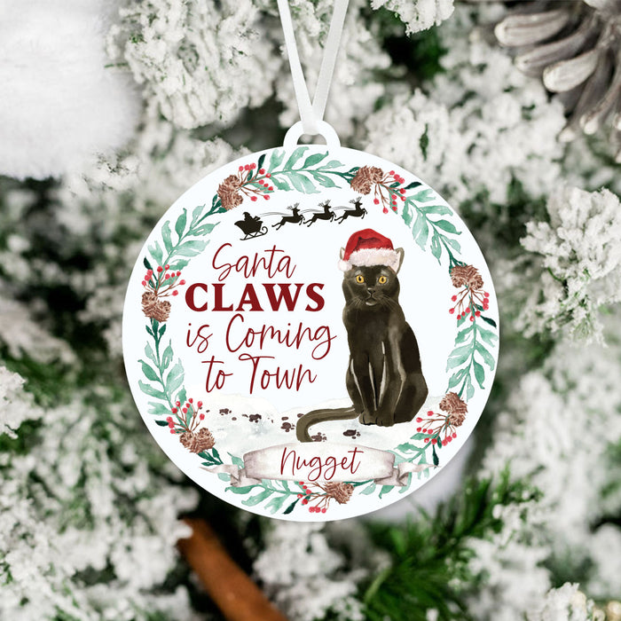 Bombay Cat Ornament - Santa Claws