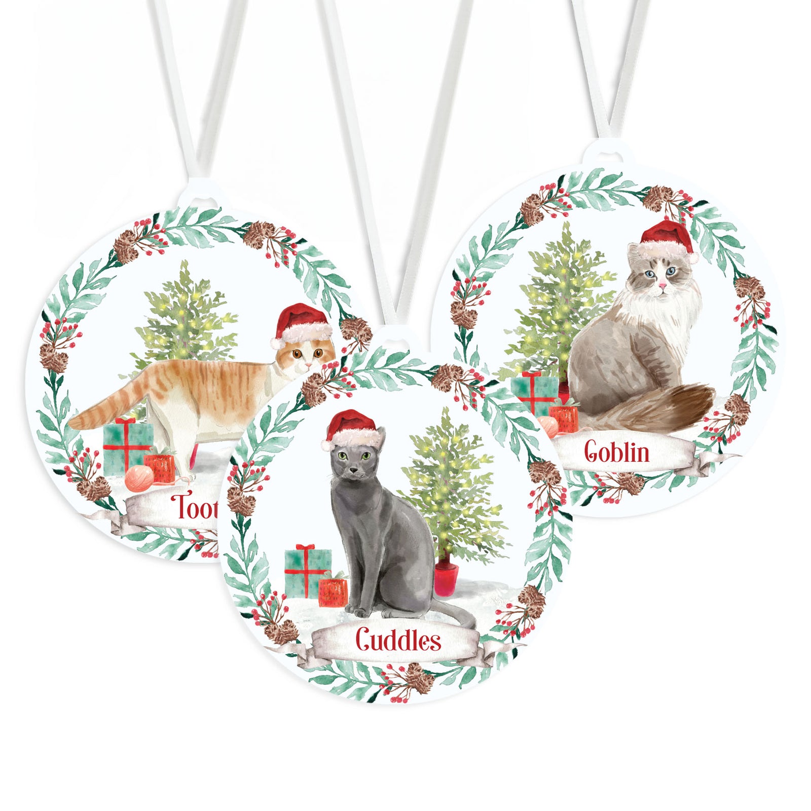 Watercolor Cat Ornament