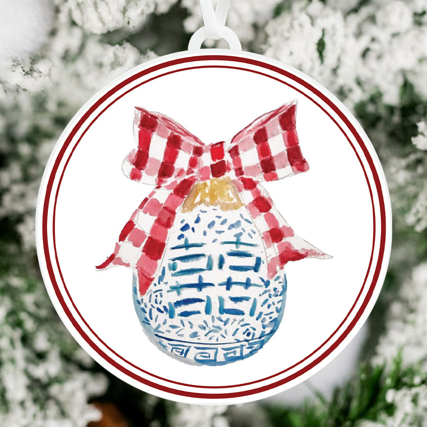 Chinoiserie Ornament with Bow - Brittany Rawls Art
