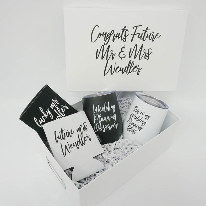 Congrats Deluxe Engagement Gift Box with Wine Tumblers and Can Coolers