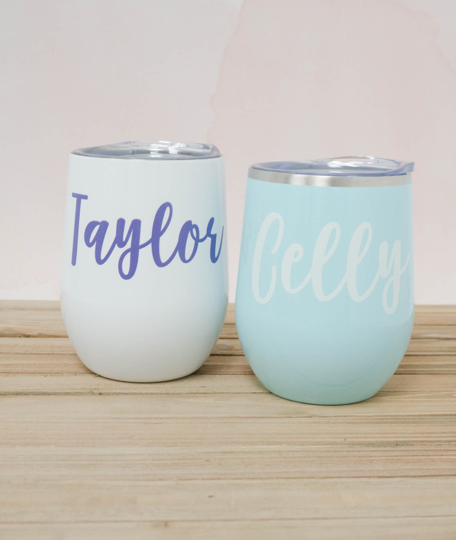 Personalized Name Wine Tumbler in Selena Font