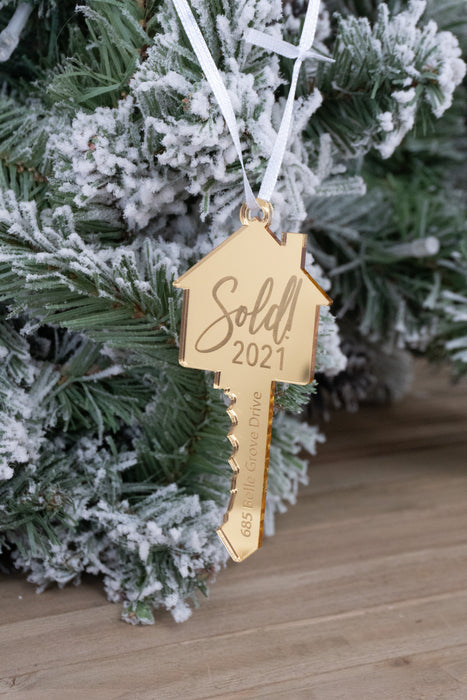 Sold House Key Engraved Christmas Ornament