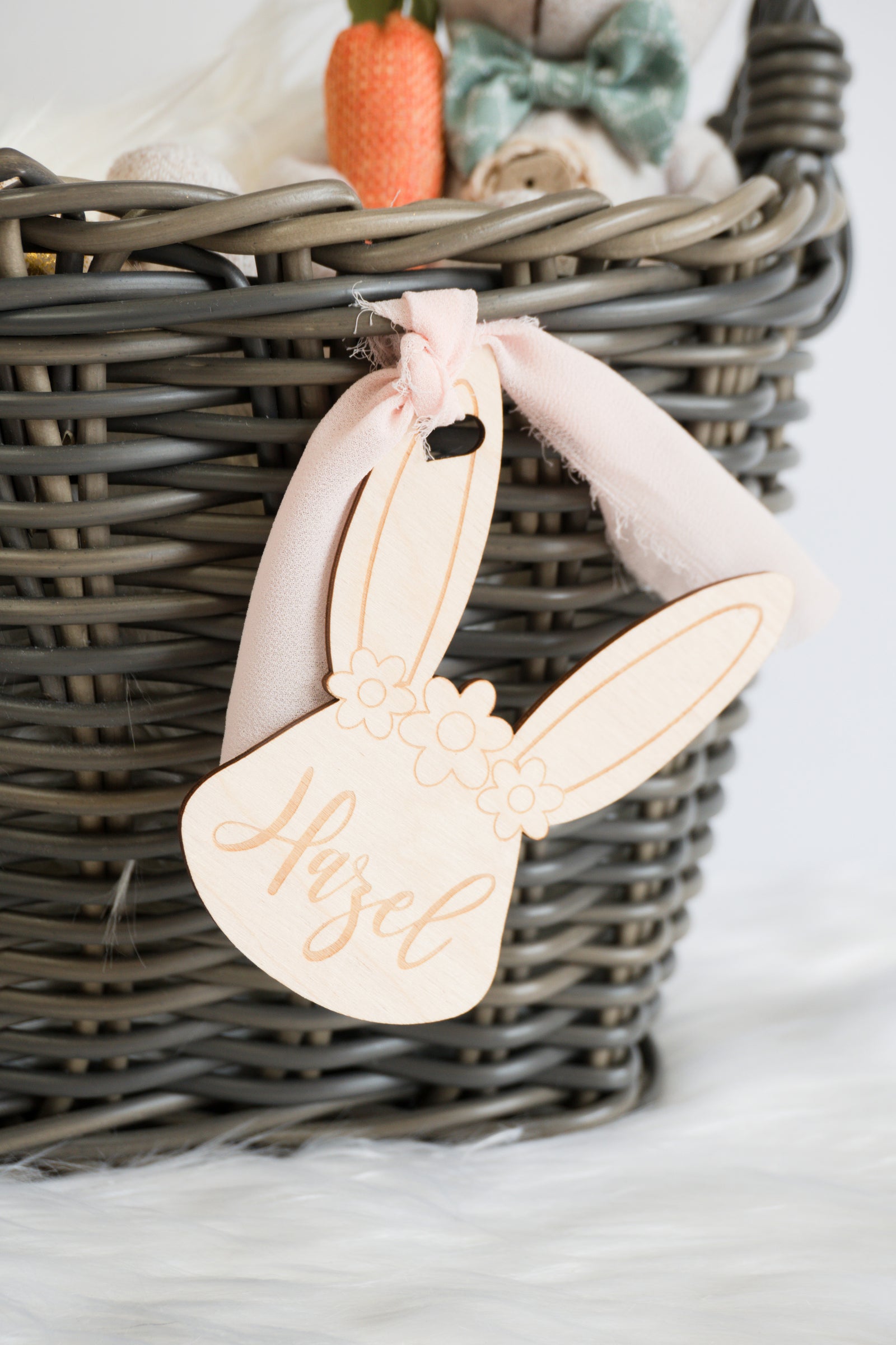 Easter Basket Tag - Bunny with Flower Crown