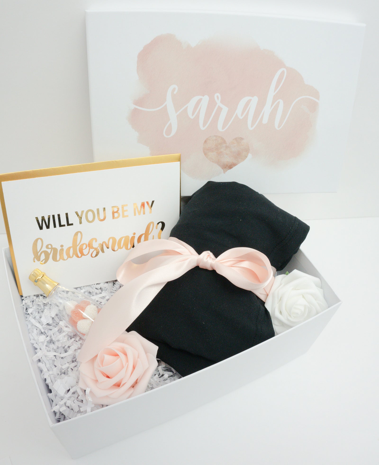 Bridesmaid Proposal Watercolor Pink Gift Box with Pajamas