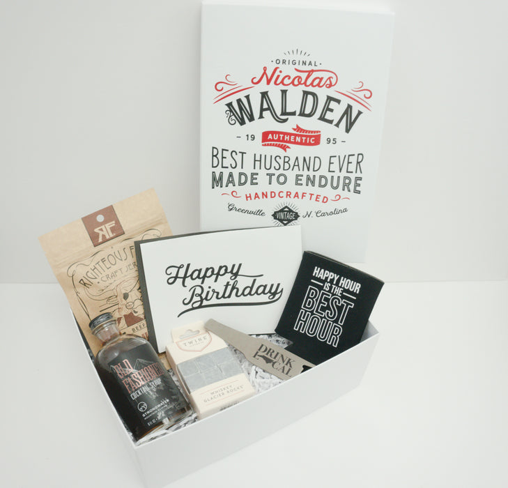 Happy Birthday to the Best Husband Ever Whiskey-Themed Gift Box