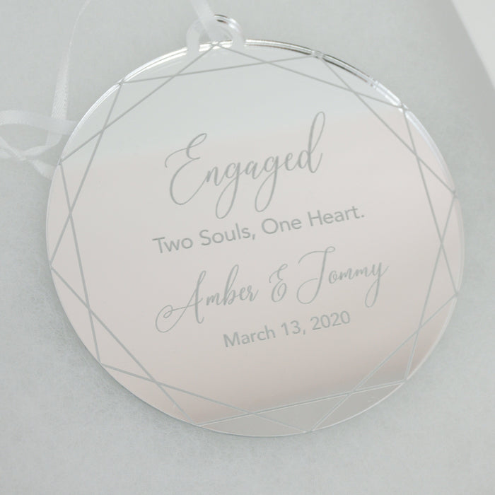 Engaged Two Souls One Heart Engraved Christmas Ornament