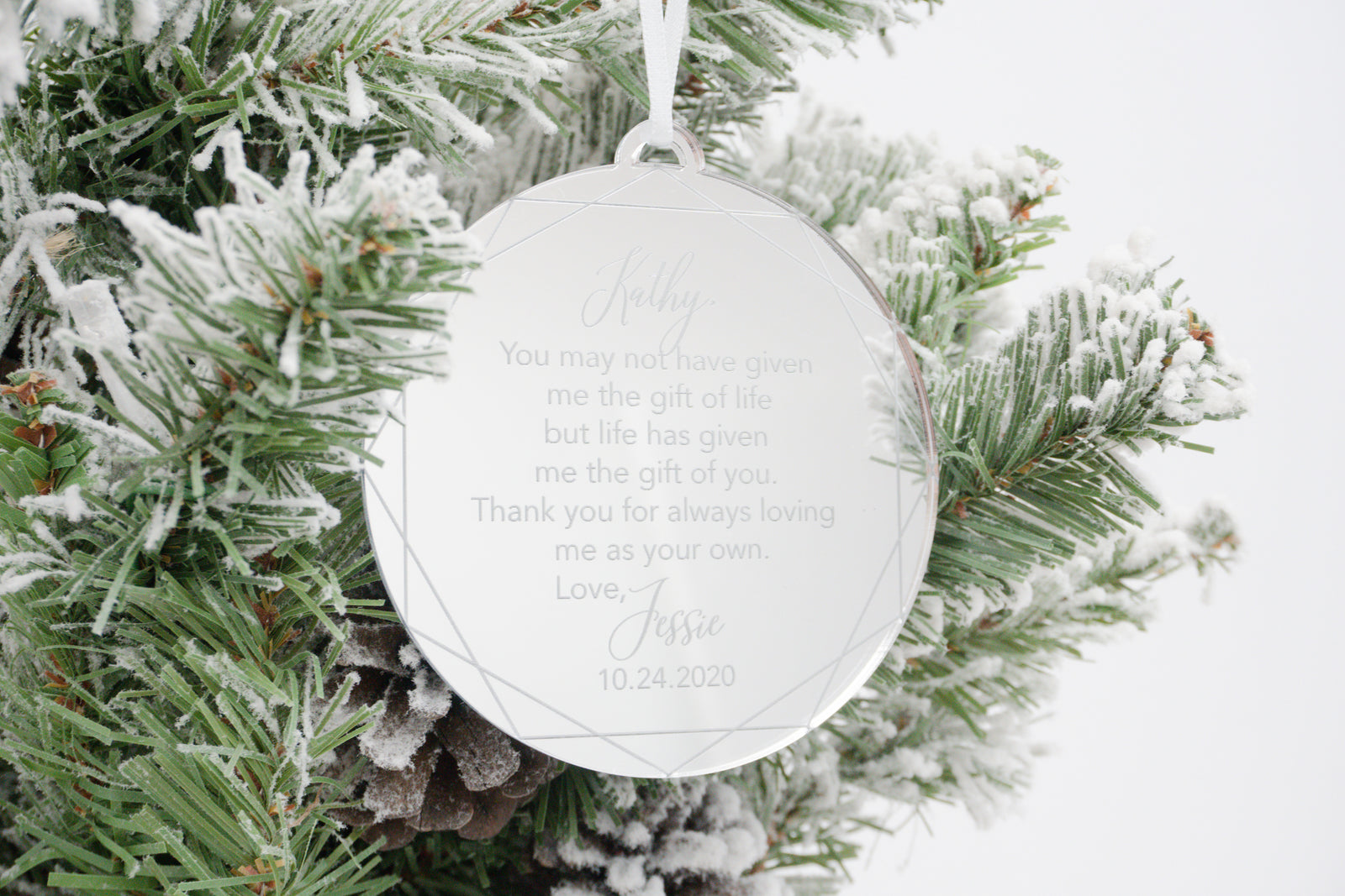 Thank You for Always Loving Me as Your Own Engraved Ornament