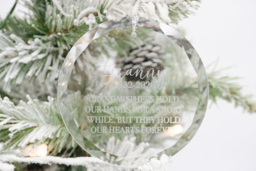 In Memory of Grandmother Glass Christmas Ornament