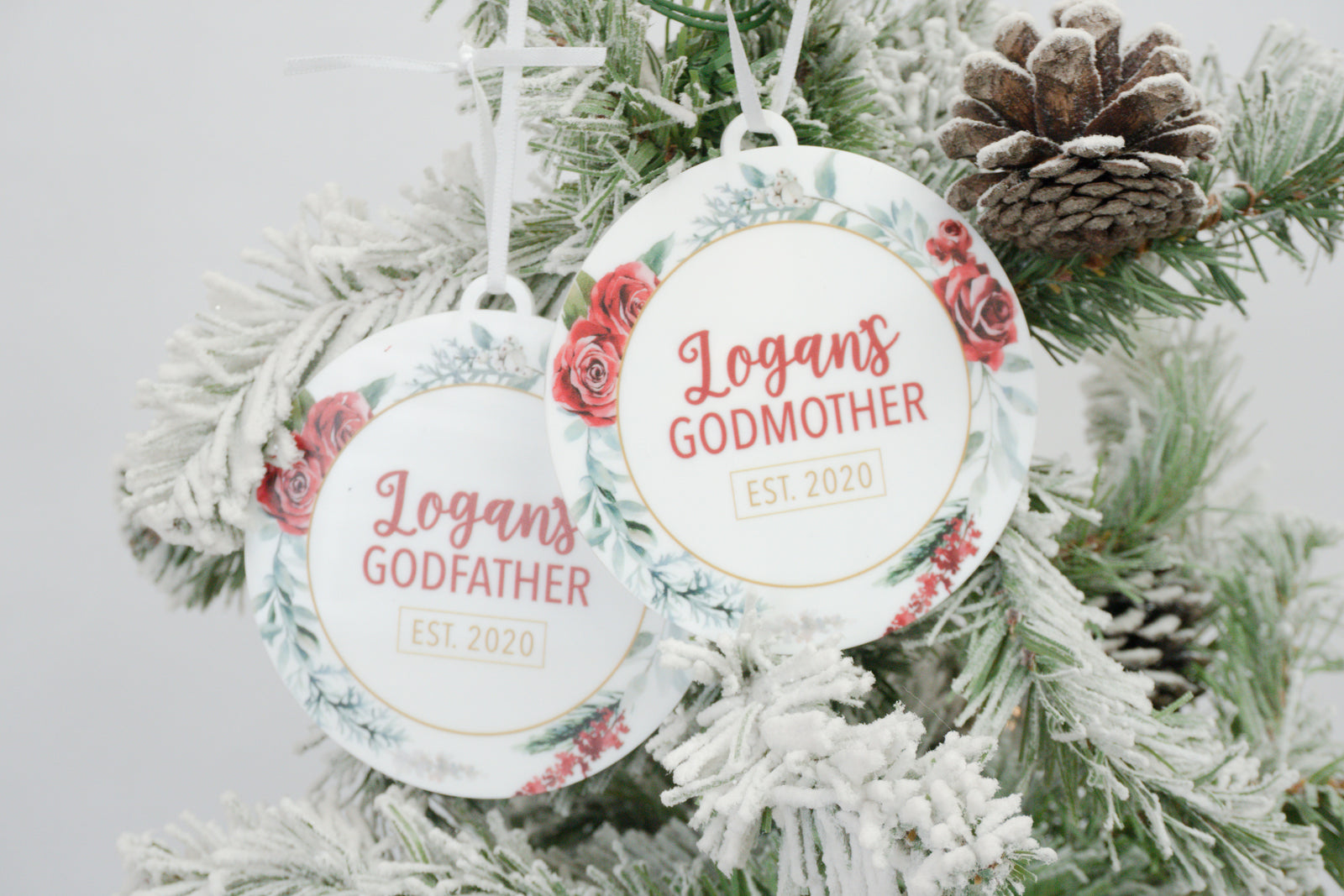 Godparent Personalized Christmas Ornament Set