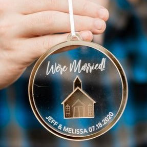 We're Married Personalized Engraved Christmas Ornament