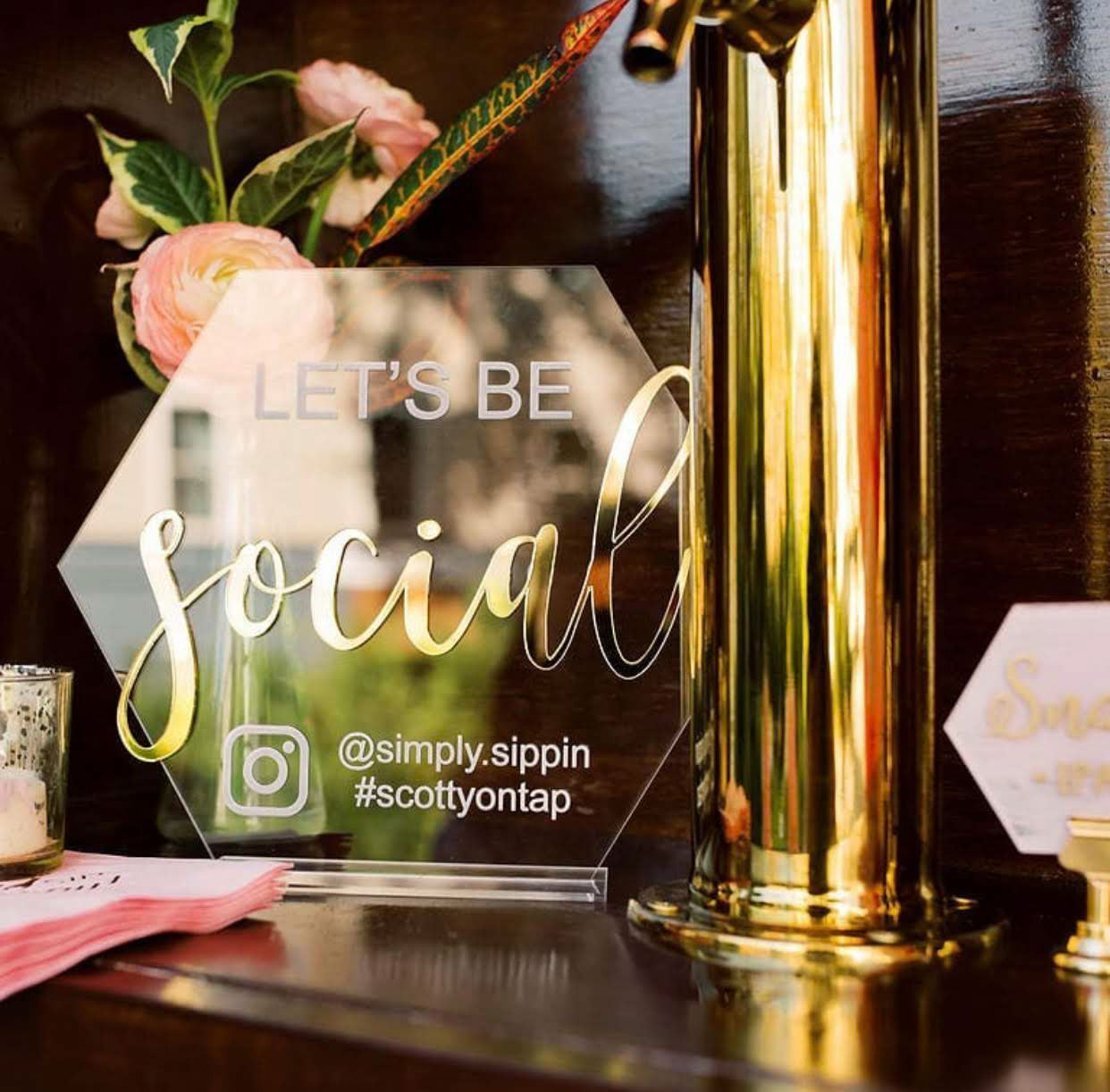 Let's Be Social Acrylic Sign for Boutiques & Small Businesses