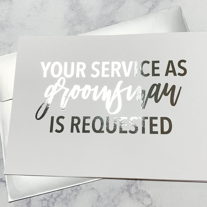 Your Service as Groomsman Is Requested Foiled Card & Envelope