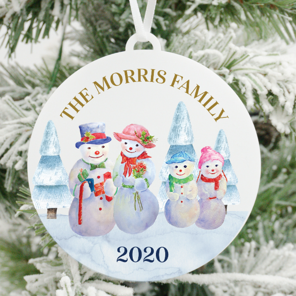 Custom Snowpeople Family Christmas Ornament