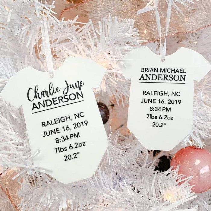 Baby Birth Stats Personalized Engraved Christmas Ornament