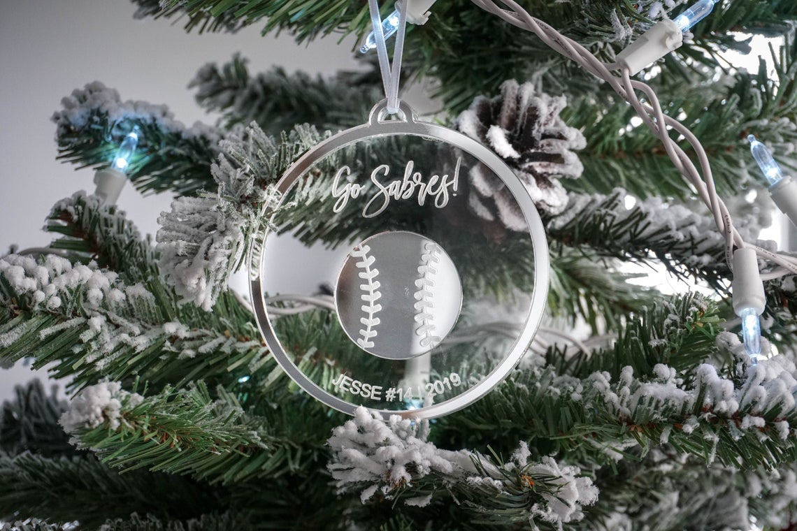 Baseball Player Personalized Engraved Christmas Ornament