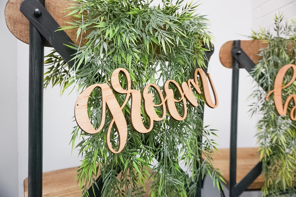 Bride and Groom Chair Sign Set