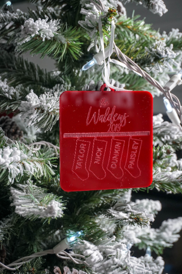 Family Name Stockings Engraved Christmas Ornament