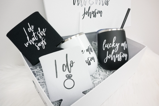 Congrats Deluxe Engagement Gift Box with Wine Tumblers and Can Coolers