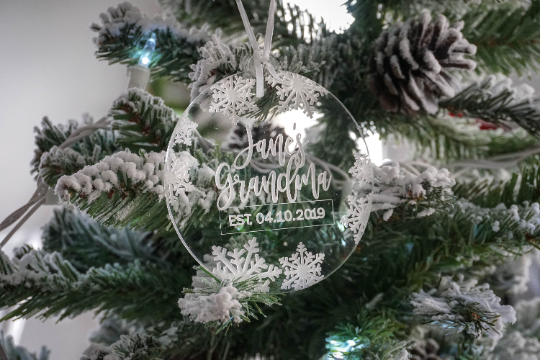 Personalized Grandma EST Engraved Christmas Ornament