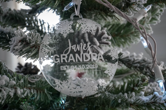 Personalized Grandpa EST Engraved Christmas Ornament