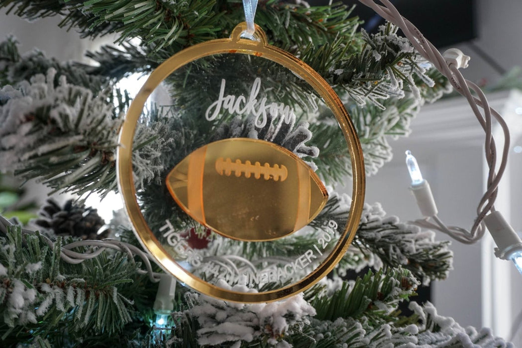Football Player Personalized Engraved Christmas Ornament