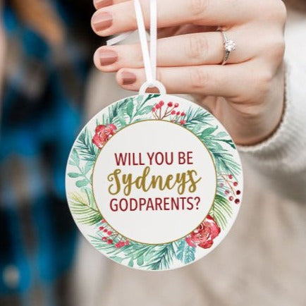 Godparents Proposal Personalized Christmas Ornament
