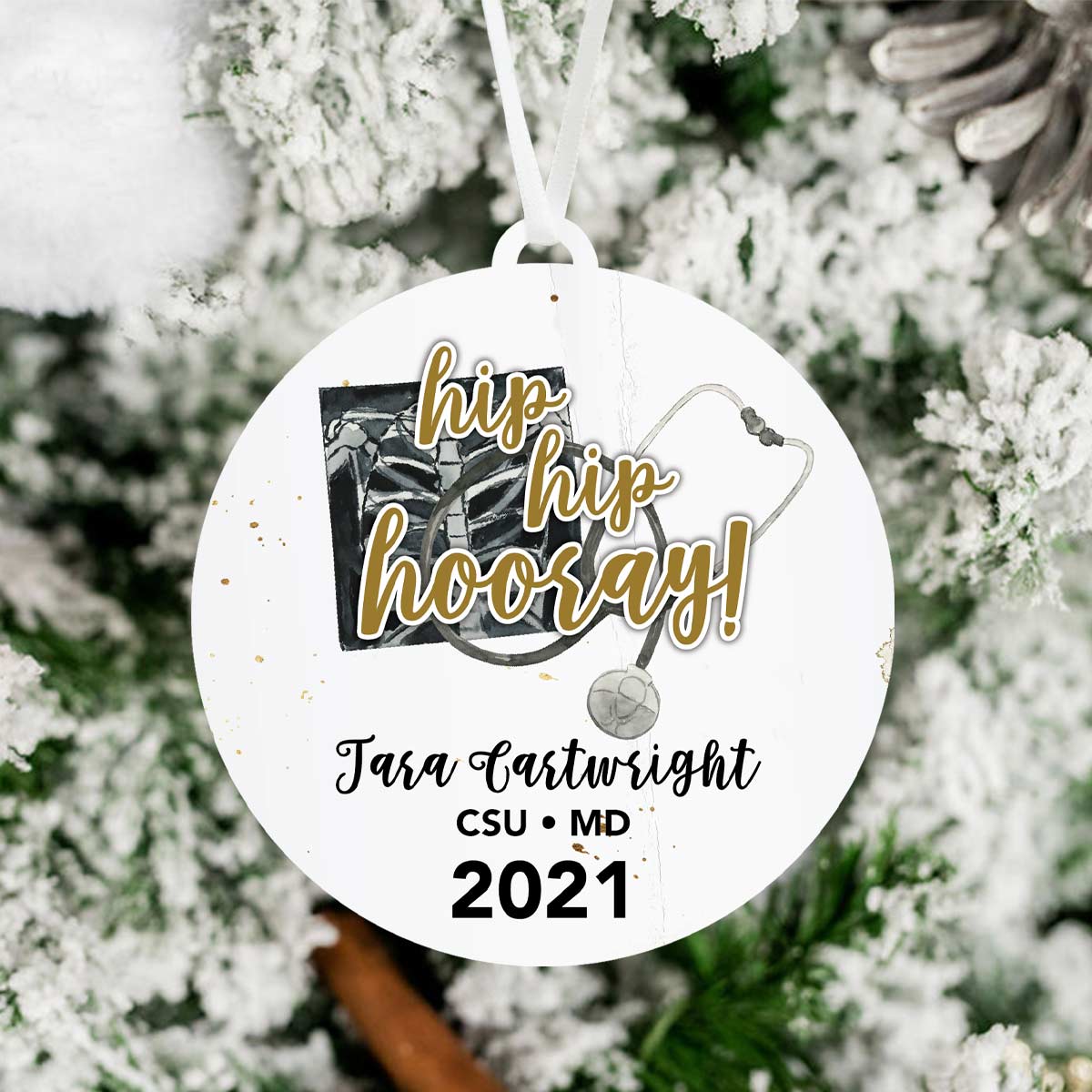 Hip Hip Hooray! Doctor Graduation Ornament