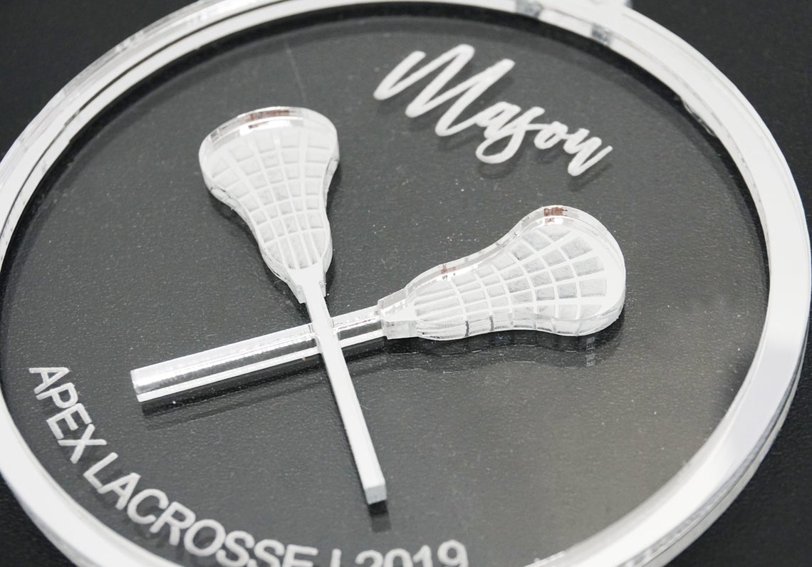 Lacrosse Player Personalized Engraved Christmas Ornament
