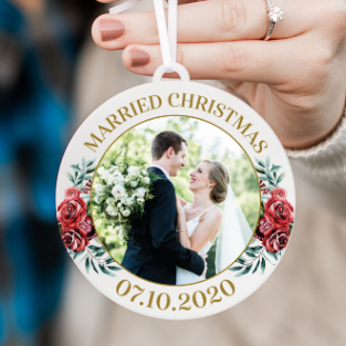 Married Christmas Photo Christmas Ornament