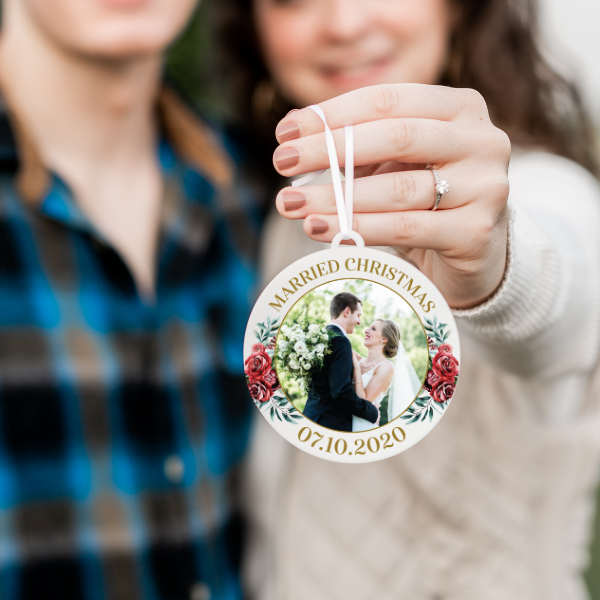 Married Christmas Photo Christmas Ornament