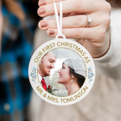 Our First Christmas as Mr and Mrs Photo Christmas Ornament