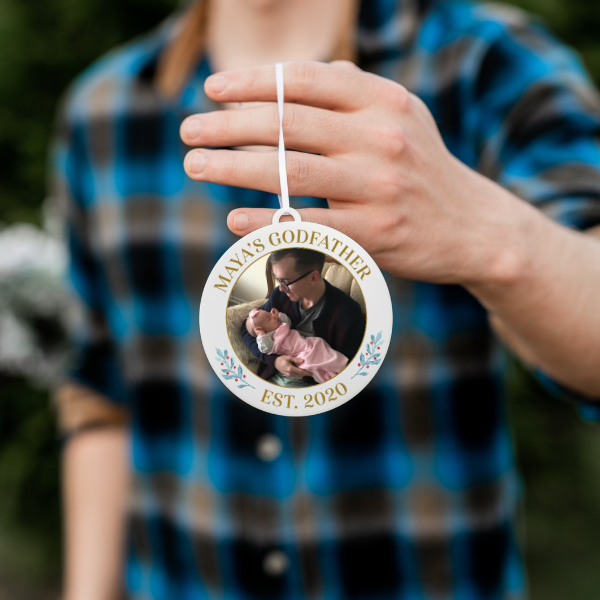 Godfather EST Photo Christmas Ornament