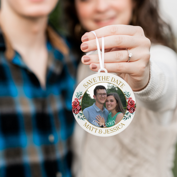 Save the Date Photo Christmas Ornament