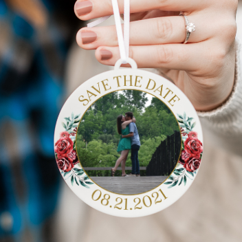 Save the Date Photo Christmas Ornament