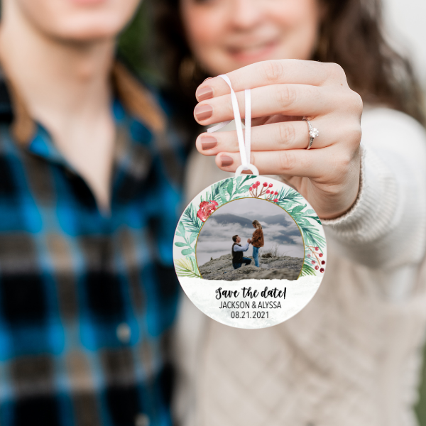Save the Date Photo Christmas Ornament