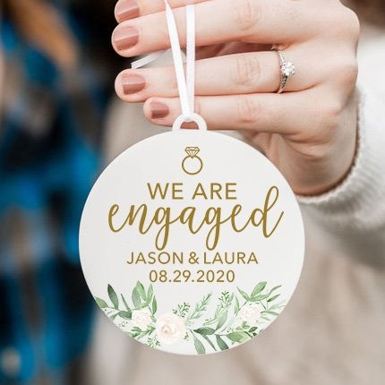 We Are Engaged Personalized Christmas Ornament