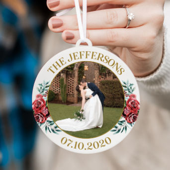 Family Name with Date Photo Christmas Ornament