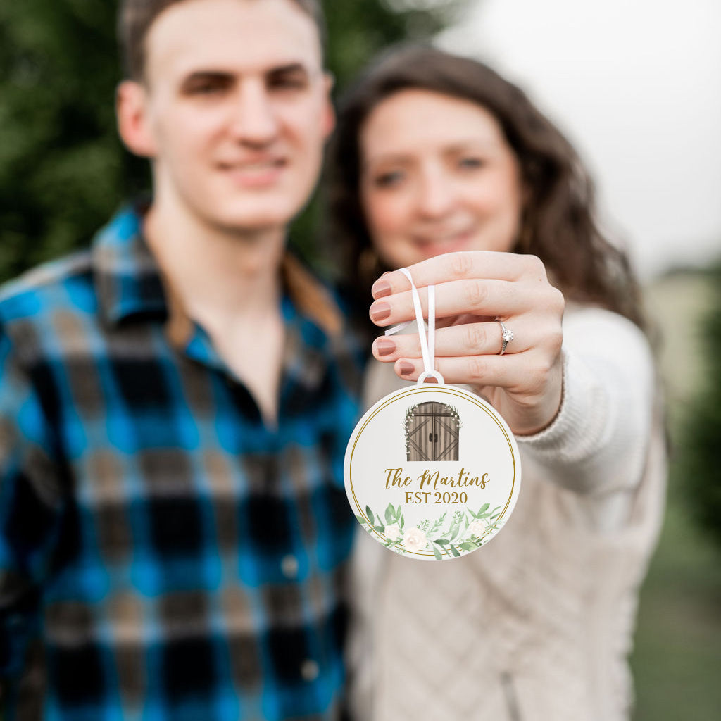 Wedding Wooden Barn Christmas Ornament