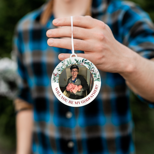 Godfather Proposal Photo Christmas Ornament