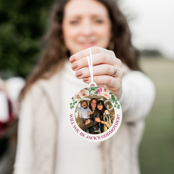Personalized Godmother Proposal Photo Christmas Ornament