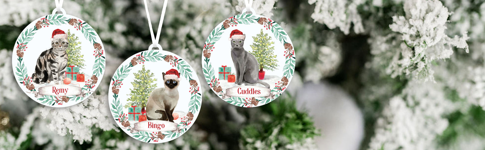 Watercolor Cat Ornaments