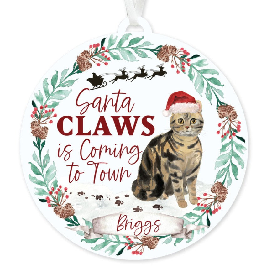 American Shorthair Brown Cat Ornament - Santa Claws