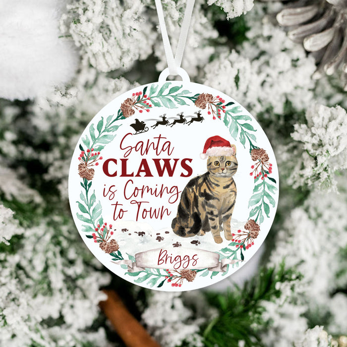 American Shorthair Brown Cat Ornament - Santa Claws