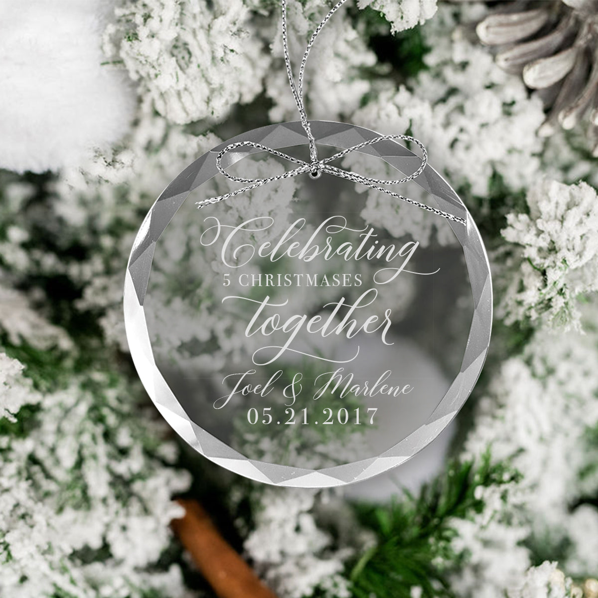 Anniversary Glass Christmas Ornament