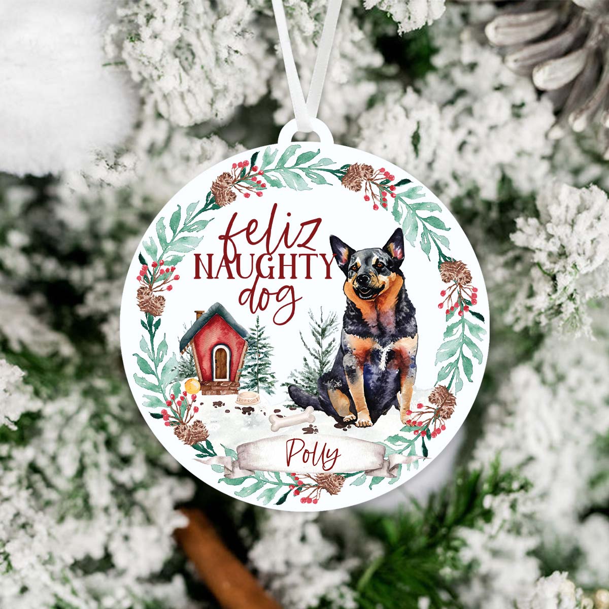 Australian Cattle Dog Ornament - Feliz Naughty Dog